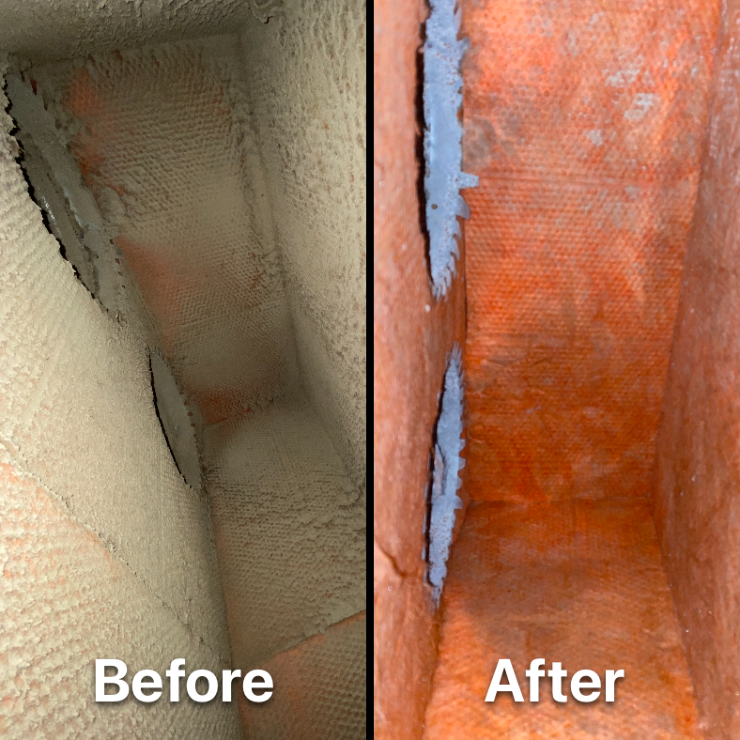 Before and after air duct cleaning